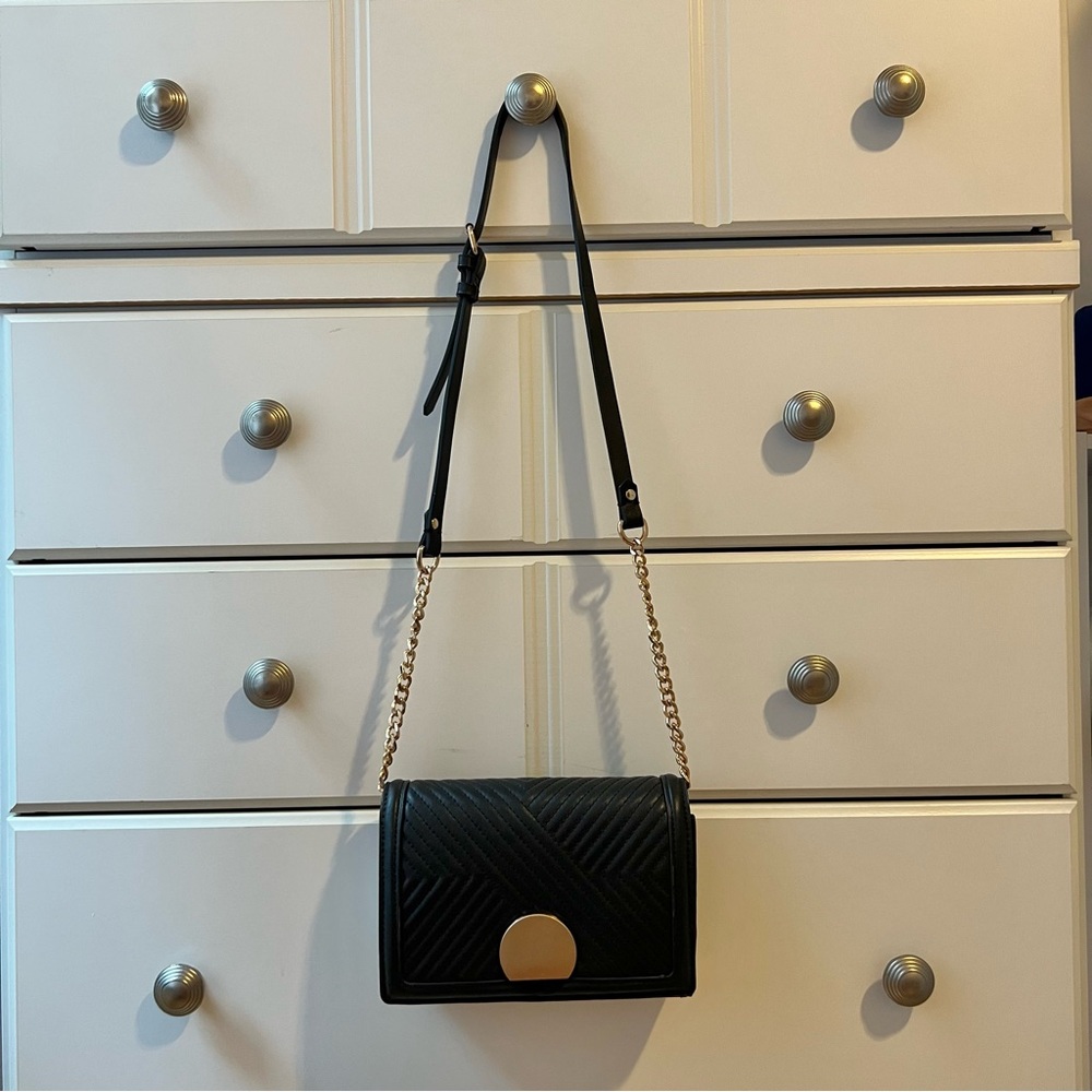 Zara Black Faux Leather Crossbody Purse/Clutch